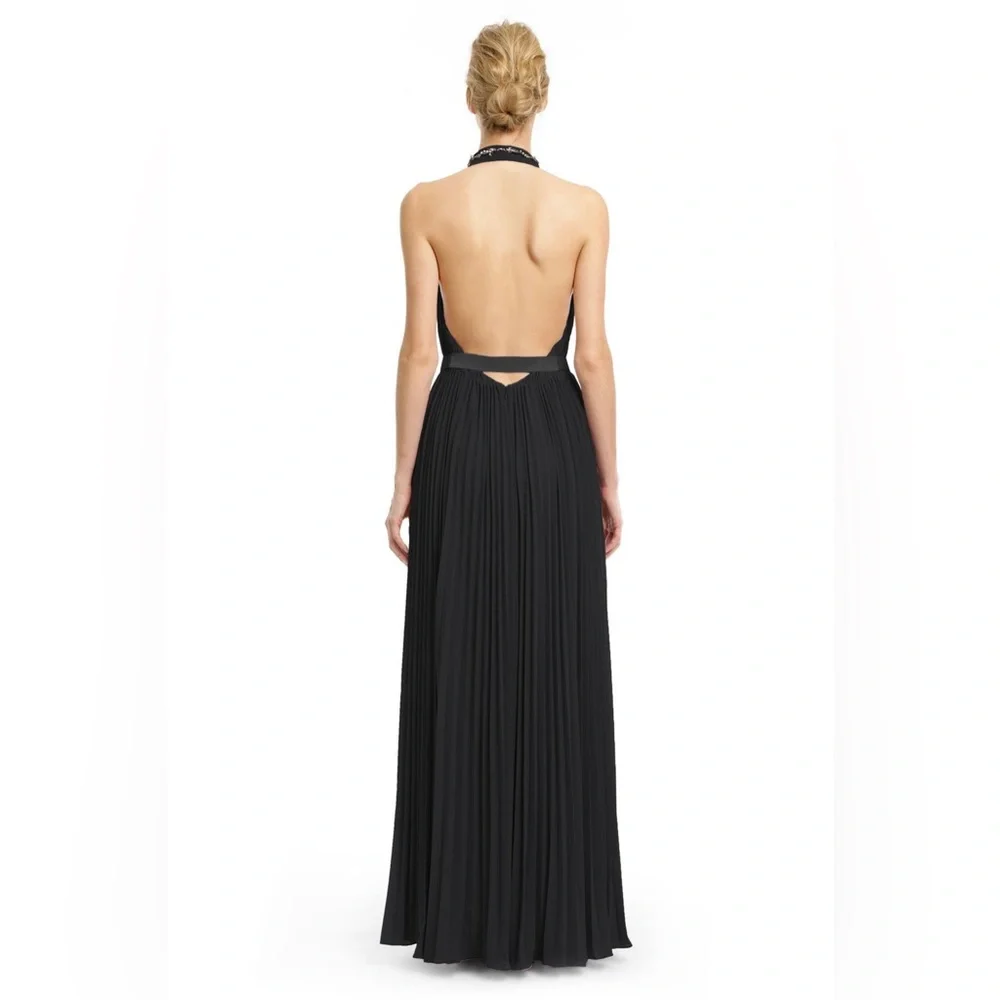 H by Halston Black Halter Maxi Gown - Picture 2 of 12